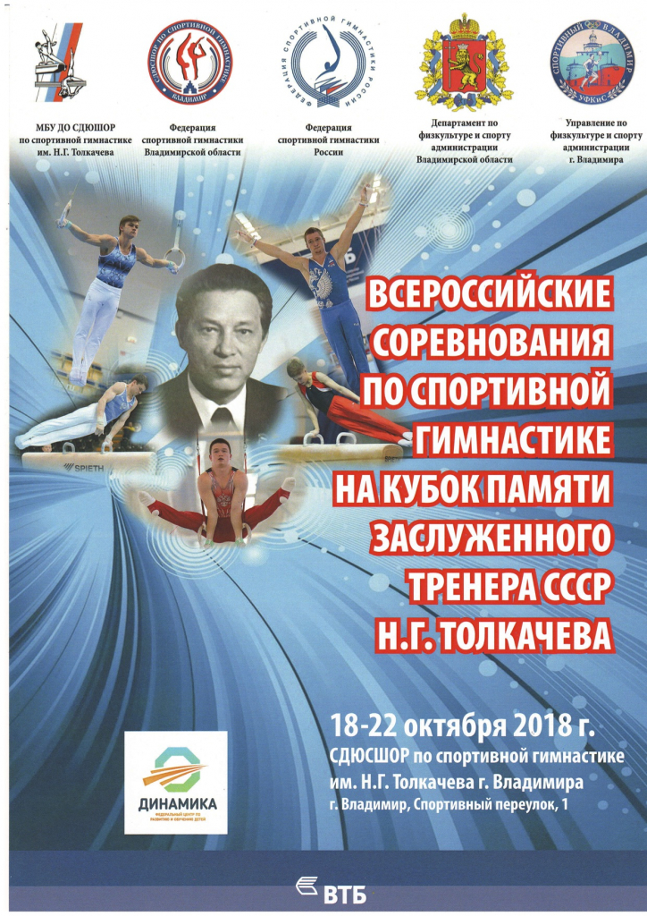 Всероссийские соревнования по спортивной гимнастике на Кубок памяти ЗТ СССР Н.Г. Толкачева (18 - 22 октября 2018 года)